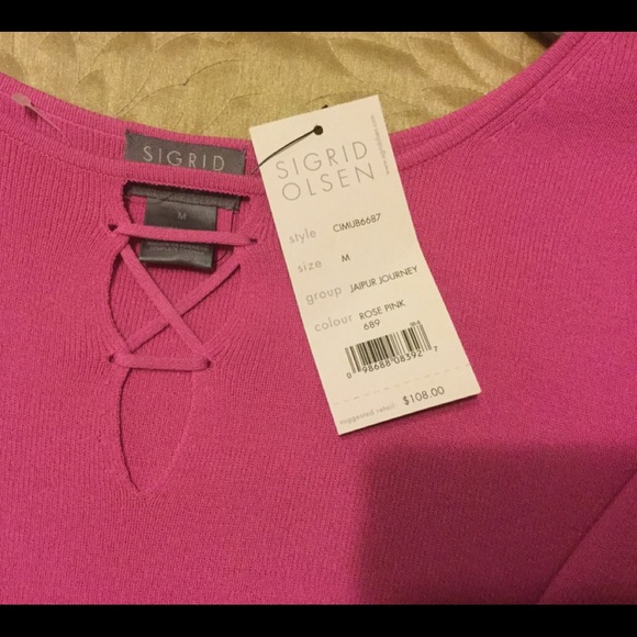 Women’s New net  top Sigrid Olsen Pink Size M - Picture 2 of 5